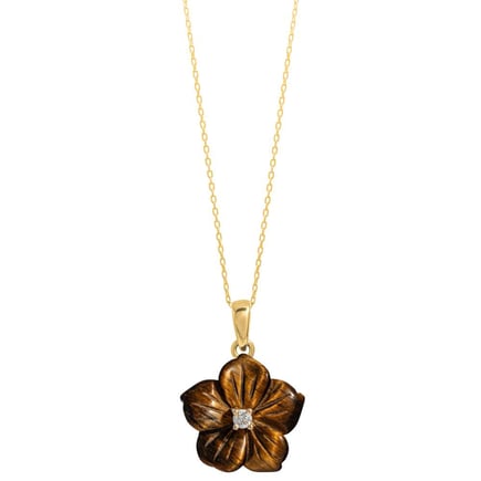 Brown Flower Necklace | 18K Gold and Diamonds