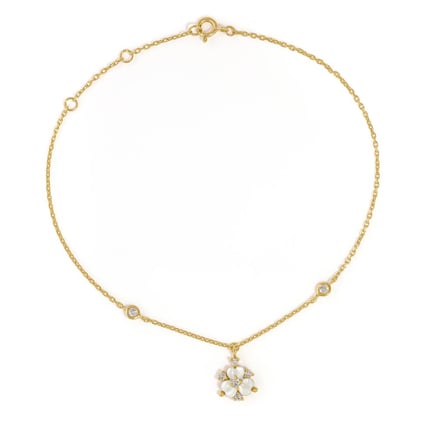 Iris Stone Pearl Anklet | 18K Gold and Diamonds