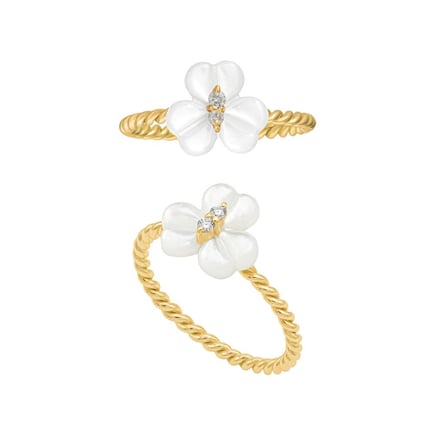 Iris Blossom Pearl Ring | 18K Gold and Diamonds