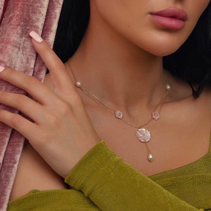 نسخة من Necklace jeda pink |  18K gold and diamonds