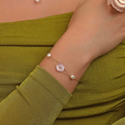 Bracelet jeda pink |  18K gold and diamonds