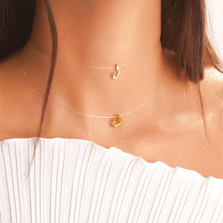 Abjad Transparent Pendant | 18K Gold and Diamonds