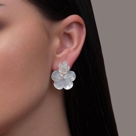 Double Violet Earrings – 18K Gold & Diamonds