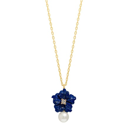 Blue Star Flower Pendant | 18K Gold and Diamonds