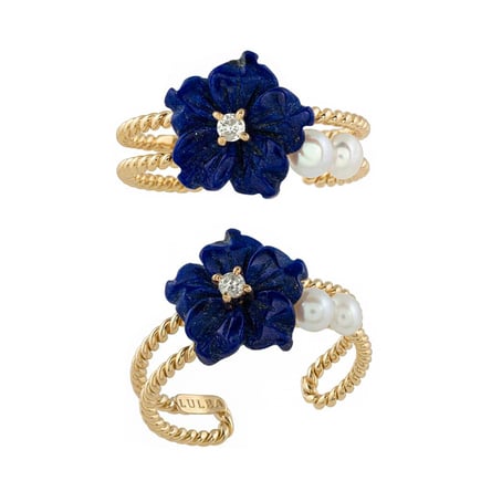 Blue Star Flower Ring | 18K Gold and Diamonds