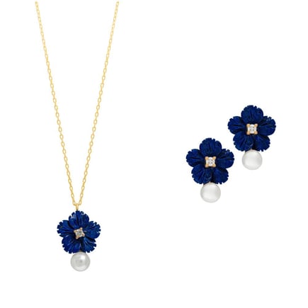 Blue Flower Set | 18K Gold and Diamonds