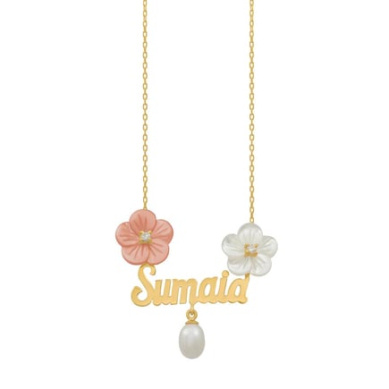 Purple Name Necklace | 18K Gold and Diamonds