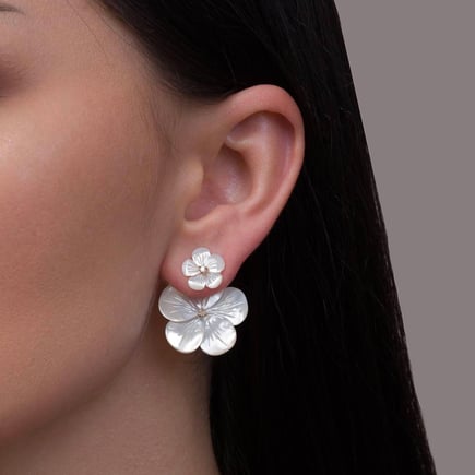 Double Violet Earrings – 18K Gold & Diamonds