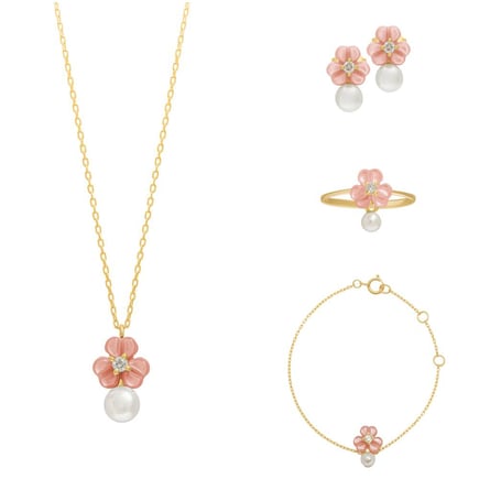 Iris Blossom Set – Petite Pink Pearl | 18K Gold and Diamonds