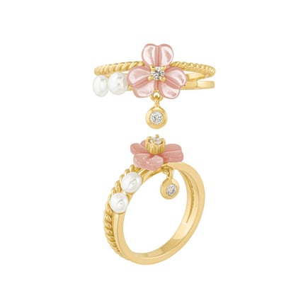 خاتم ايريس ستون وردي | ذهب 18K وألماس