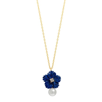 Blue Flower Necklace | 18K Gold and Diamonds