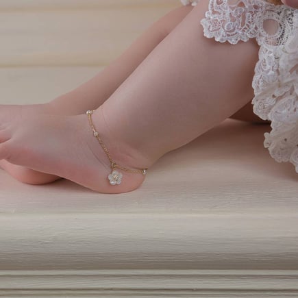 خلخال بنفسج اطفال | ذهب 18K والماس