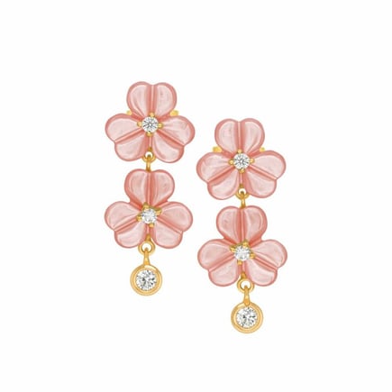 Iris Stone Pink Earrings | 18K Gold and Diamonds