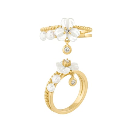 Iris Stone Pearl Ring | 18K Gold and Diamonds