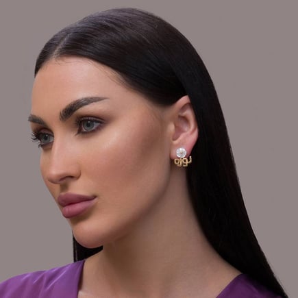 اقراط اسم لوليا | ذهب عيار 18 وألماس 