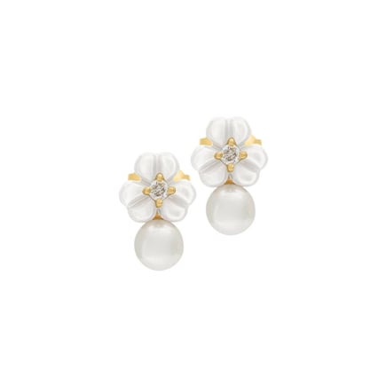 Iris Blossom Earrings – Petite Pearl Pearl | 18K Gold and Diamonds