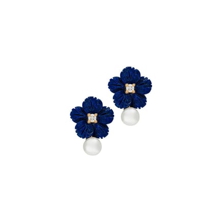 Blue Flower Earrings | 18K Gold and Diamonds