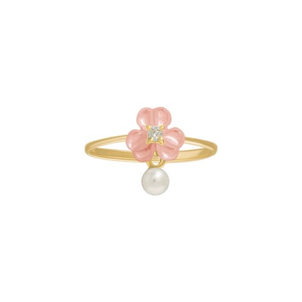 Iris Blossom Ring – Petite Pink Pearl | 18K Gold and Diamonds