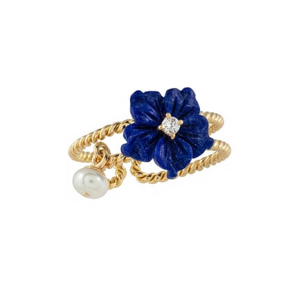 Blue Star Flower Ring | 18K Gold and Diamonds