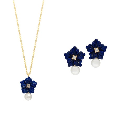 Blue Star Flower Set | 18K Gold and Diamonds