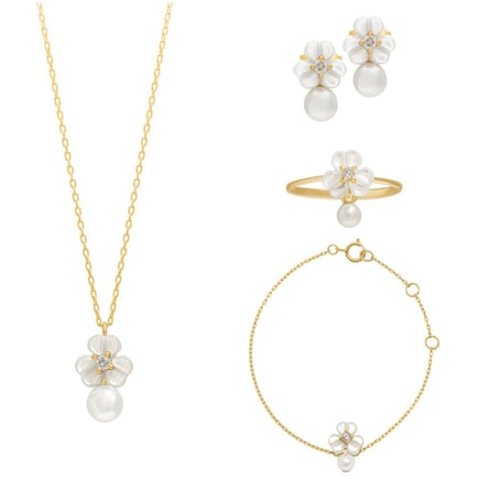Iris Blossom Set – Petite Pearl Pearl | 18K Gold and Diamonds