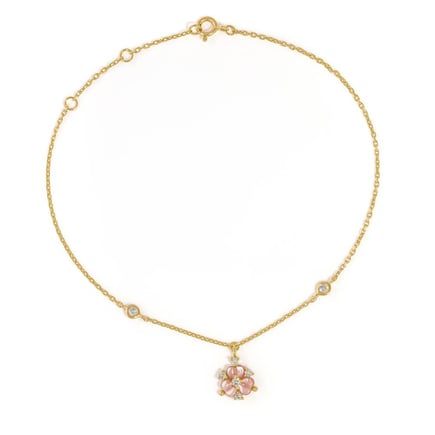 Iris Stone Pink Anklet | 18K Gold and Diamonds