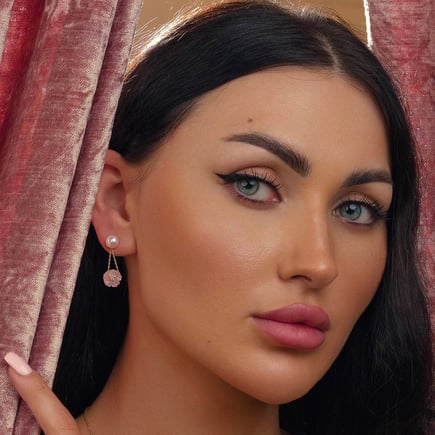 Earrings jeda pink |  18K gold and diamonds