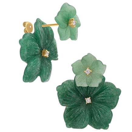 Green double earrings | 18K gold and diamonds