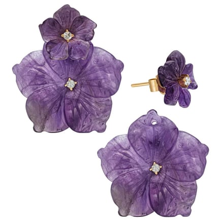 Purple Double Earrings | 18K Gold and Diamonds