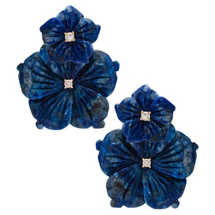 Blue Double Earrings | 18K Gold and Diamonds