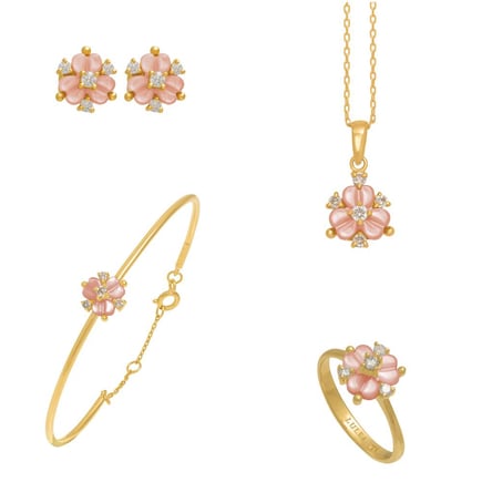 Iris Blossom pink set | 18K gold and diamonds