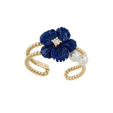 Blue Flower Ring | 18K Gold and Diamonds
