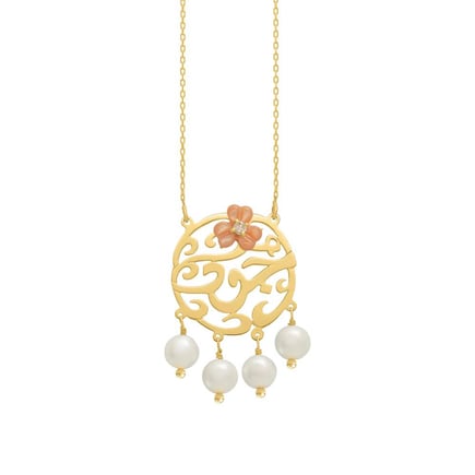 Iris Name Pearl Necklace | 18k Gold and Zircon ✨