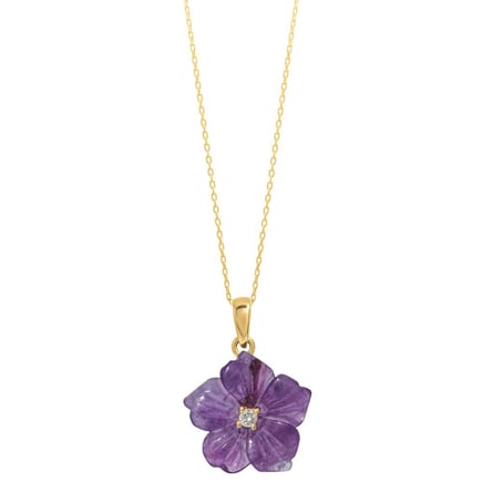 Violet Flower Necklace | 18K Gold and Diamonds