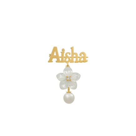 Jasmine brooch with English name and pearl | 18K gold and diamonds