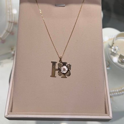 Butterfly letter necklace |  18K gold and diamonds