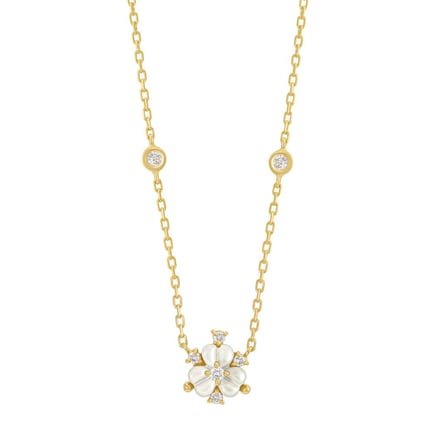 Iris Stone Pearl Pendant | 18K Gold and Diamonds