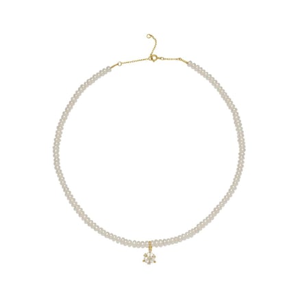 Iris Blossom Pearl Necklace | 18K Gold and Diamonds