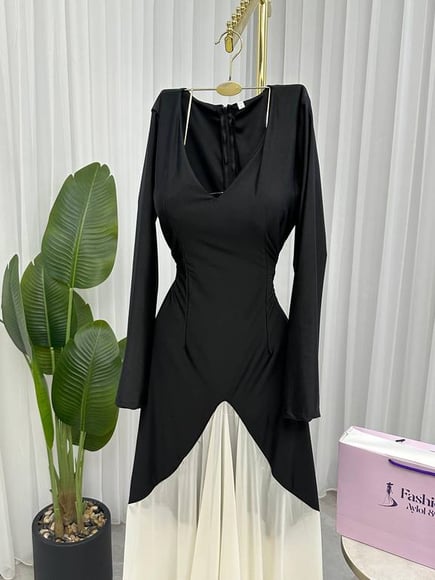 فستان ناعم من خامه الكريب مع الجورجيت