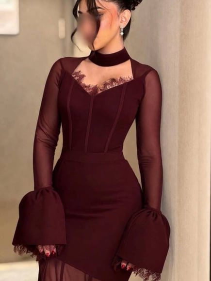 فستان برغندي فخم للمناسبات
