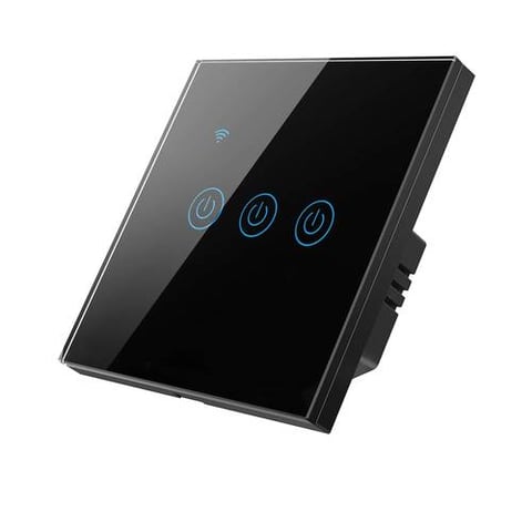 مفتاح اضاءة ذكي WiFi لمس، اسود، متوافق مع اليكسا، تحكم عن بعد عن طريق تطبيق