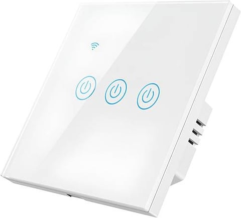 مفتاح اضاءة ذكي WiFi لمس، ابيض، متوافق مع اليكسا، تحكم عن بعد عن طريق تطبيق