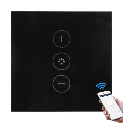 مفتاح تعتيم ديمر اضاءة ذكي 400 واط، WiFi لمس، اسود، متوافق مع اليكسا، تحكم عن بعد عن طريق تطبيق