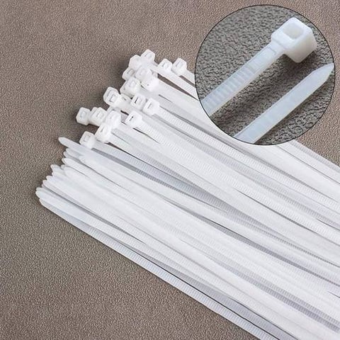 رباط بلاسك عدة مقاسات أبيض Zipper - رباط بلاستيك أبيض 3.6mm-10CM