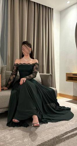 فستان ناعم زيتي عودي 