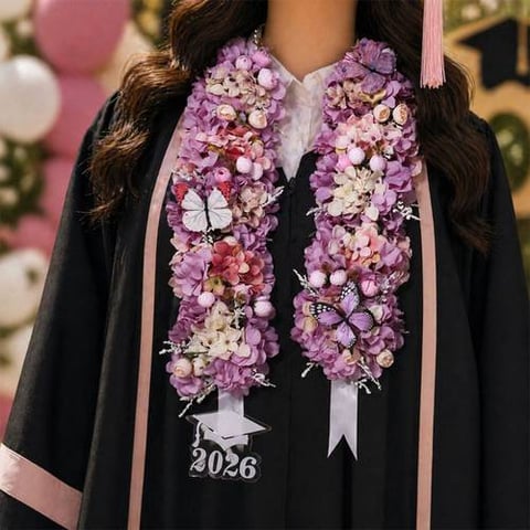 Personalized Artificial Flower Graduation Lei