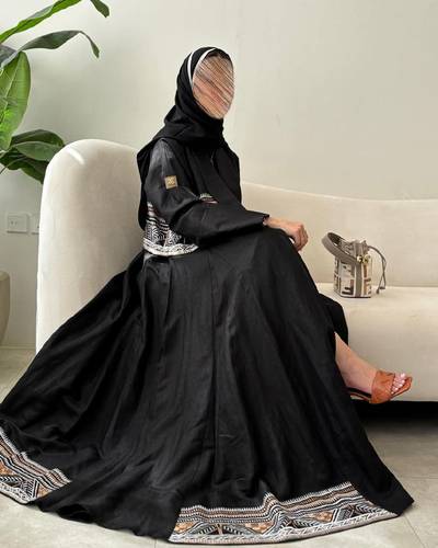 عباية لينن الفسكوس تطريز