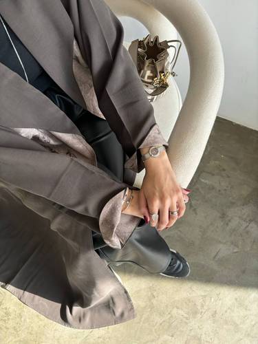 عباية جاكار ياباني مطبوع مع كريب