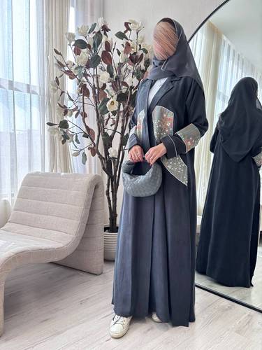 عباية كريب مغسول بتدخيلات لنن