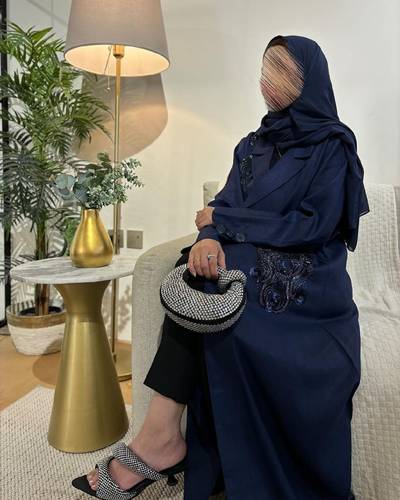 عباية لينن كحلي بليزر كم زرار